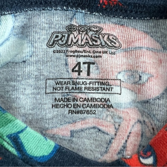 PJ Mask Kids Cotton Pajama Set Size 4T Snug Fit Navy Blue w/Characters - Picture 11 of 11